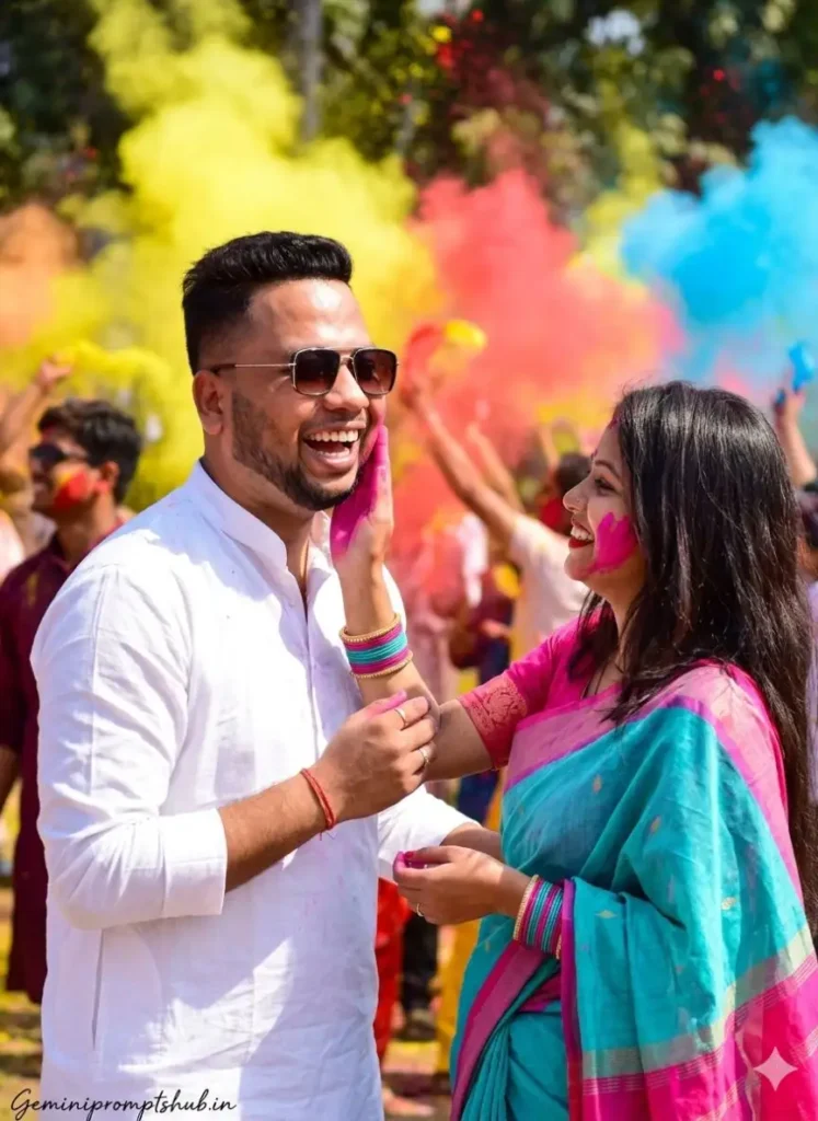 Holi Couple Photo Gemini Prompts 12