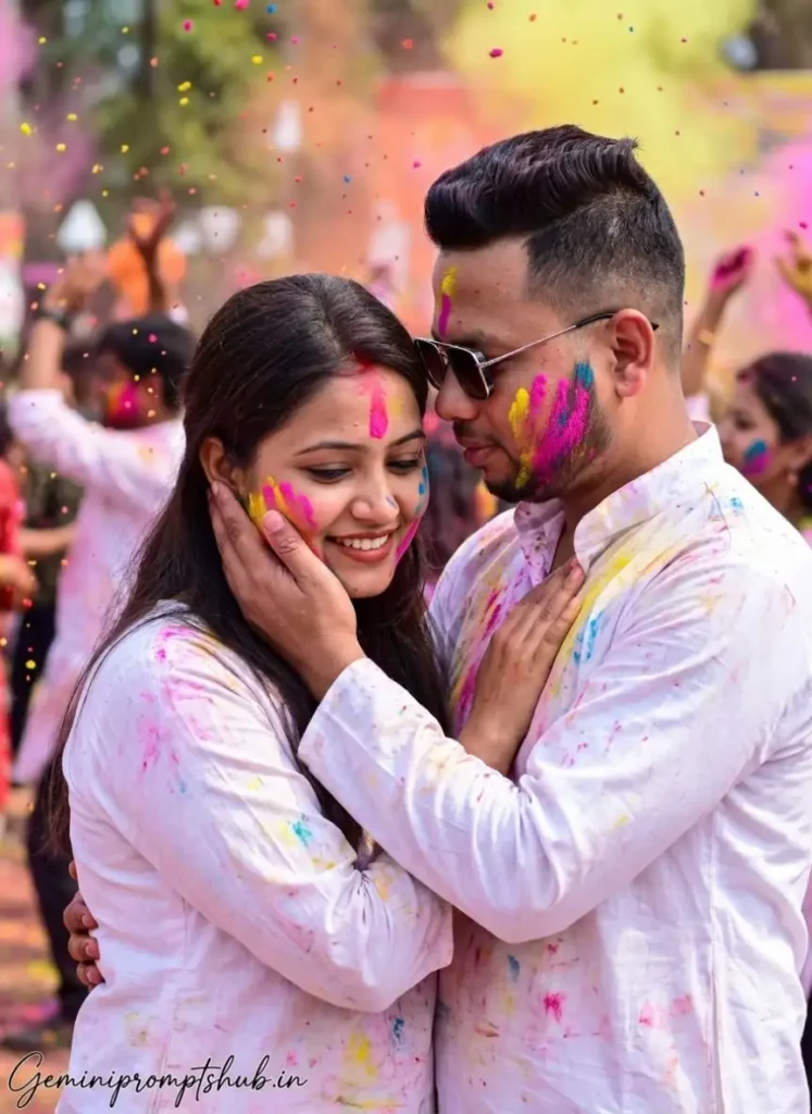 Holi Couple Photo Gemini Prompts 7