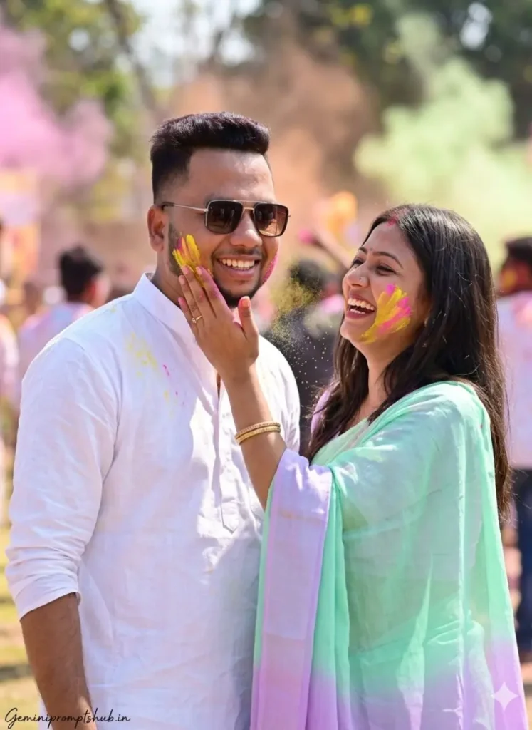 Holi Couple Photo Gemini Prompts 8