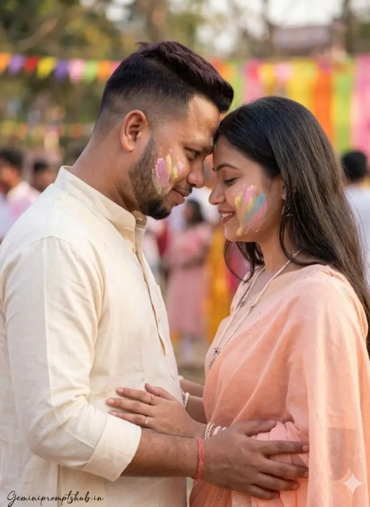 Holi Couple Photo Gemini Prompts 9