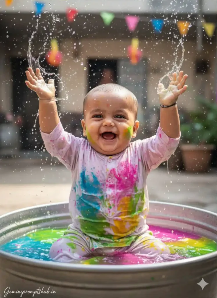 Holi Photo Editing Prompt Baby Boy