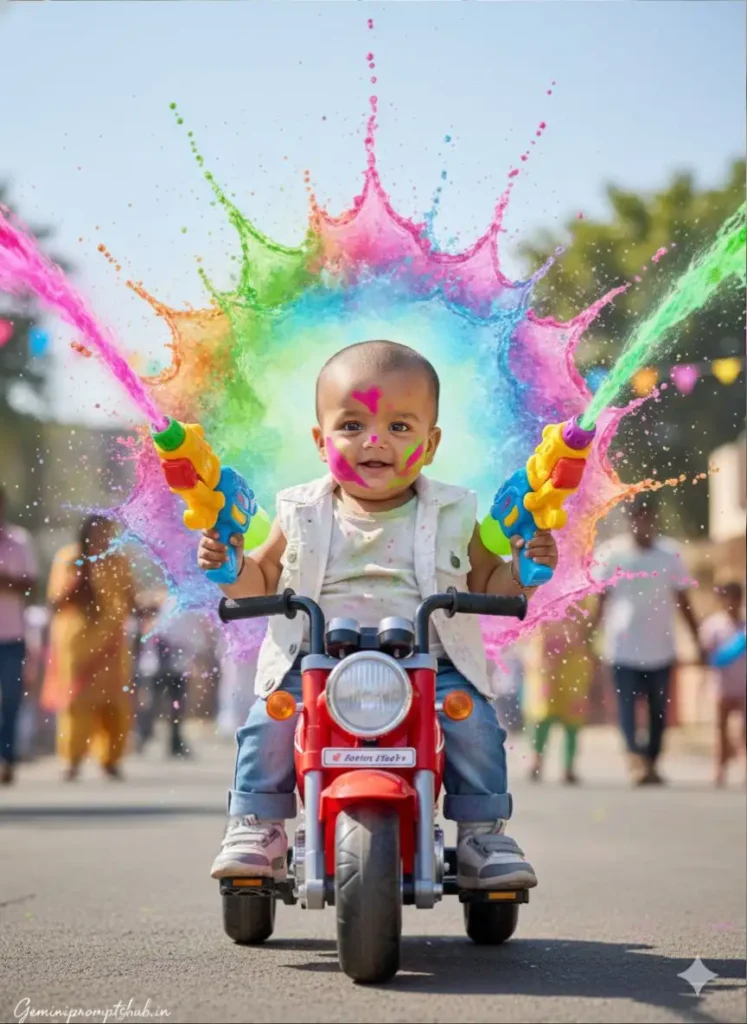 Holi Photo Editing Prompt Baby Boy