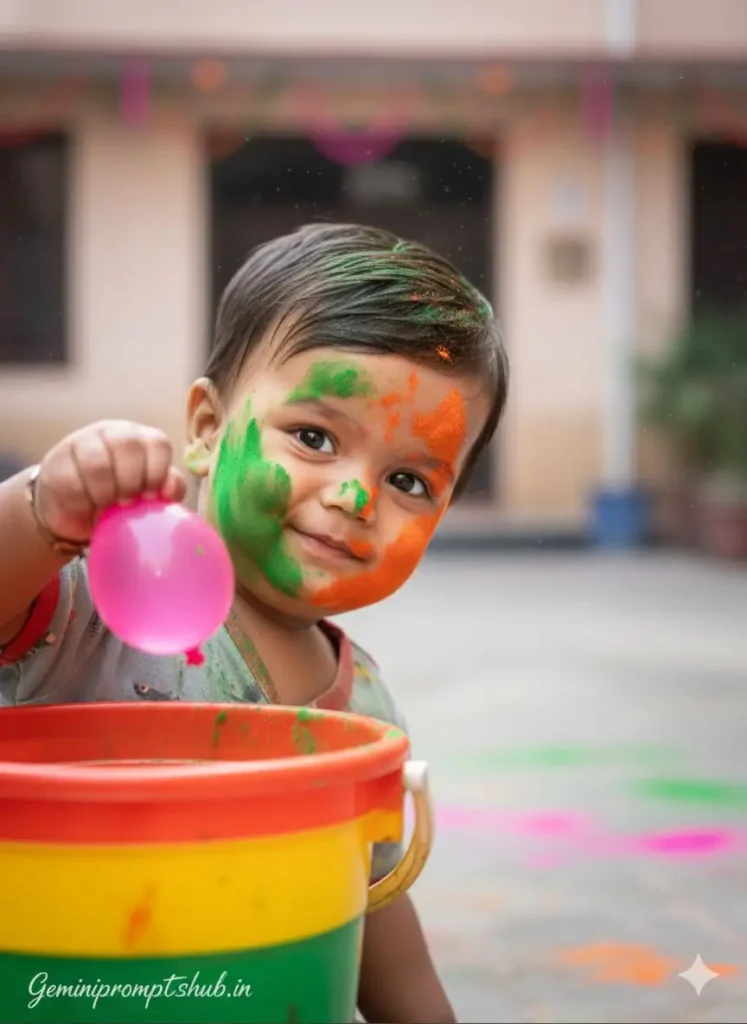 Holi Photo Editing Prompt Baby Boy