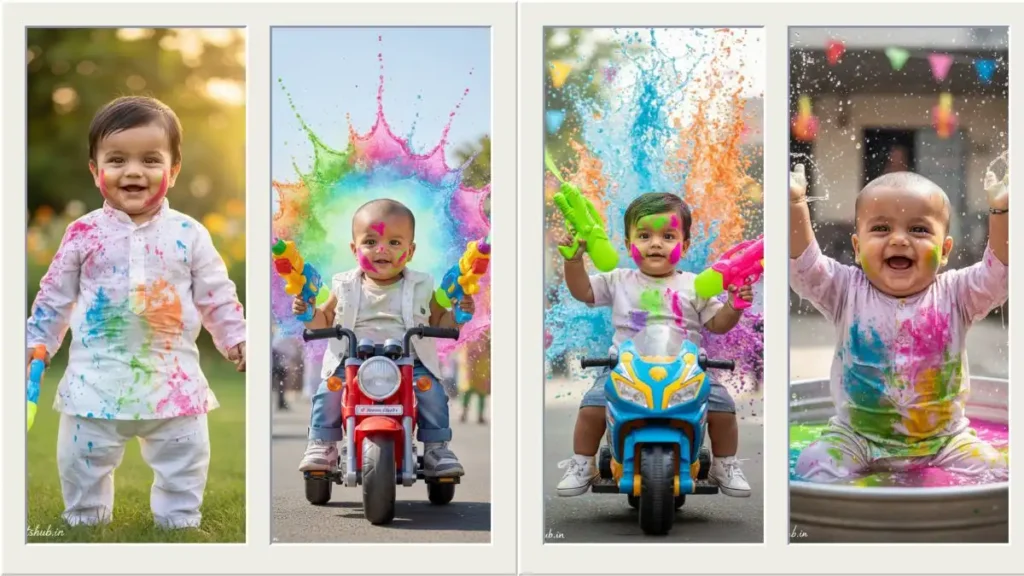 Holi Photo Editing Prompt Baby Boy