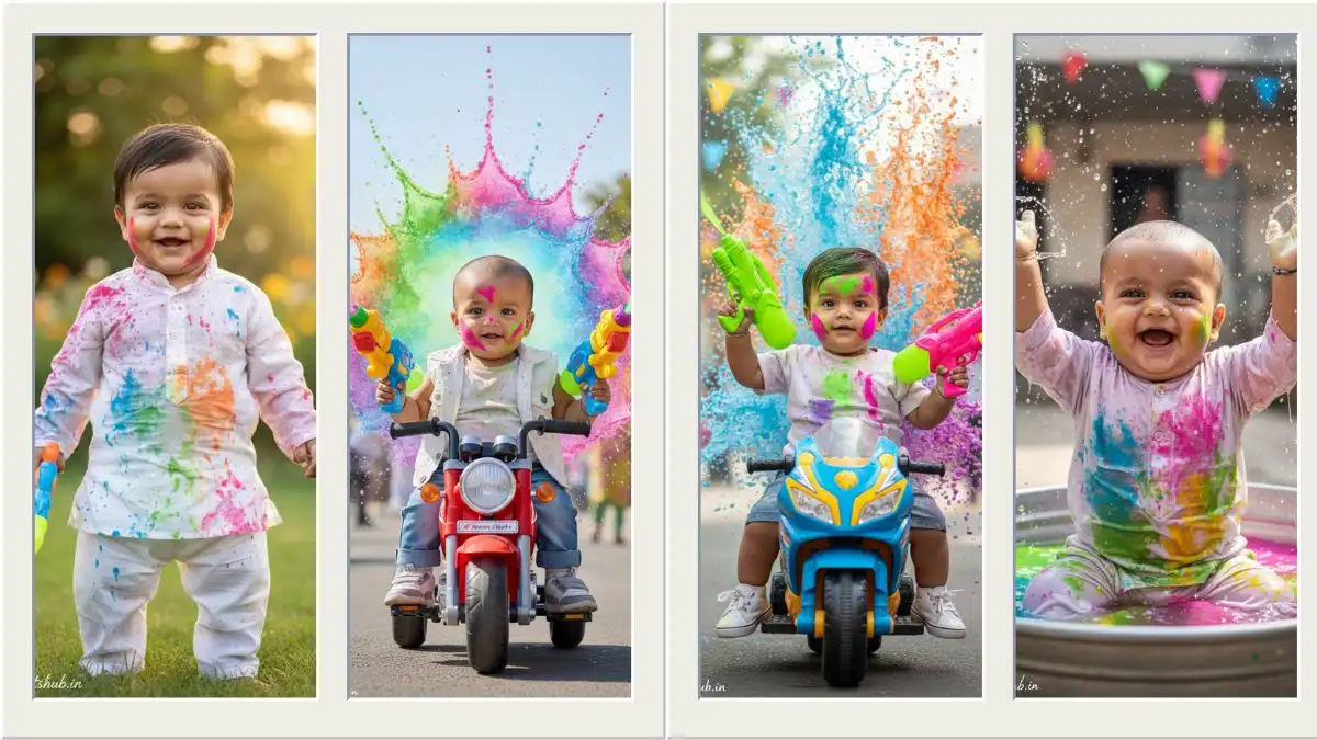 Holi Photo Editing Prompt Baby Boy
