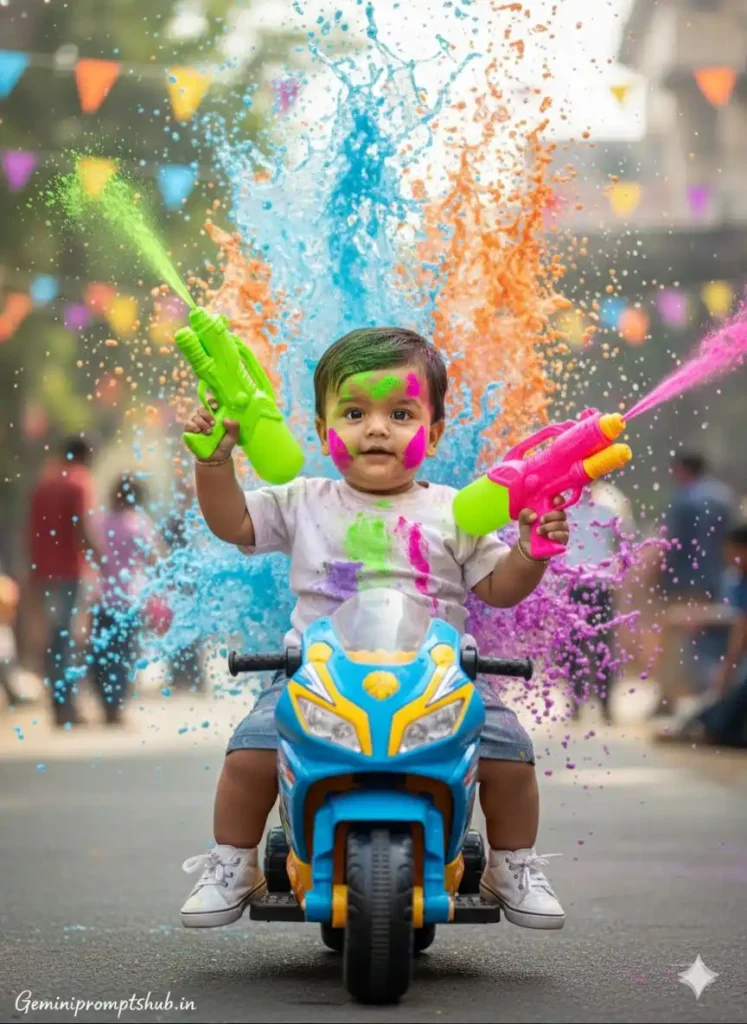 Holi Photo Editing Prompt Baby Boy