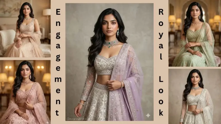 Beautiful Indian Girl Engagement Lehenga AI Photo Prompts