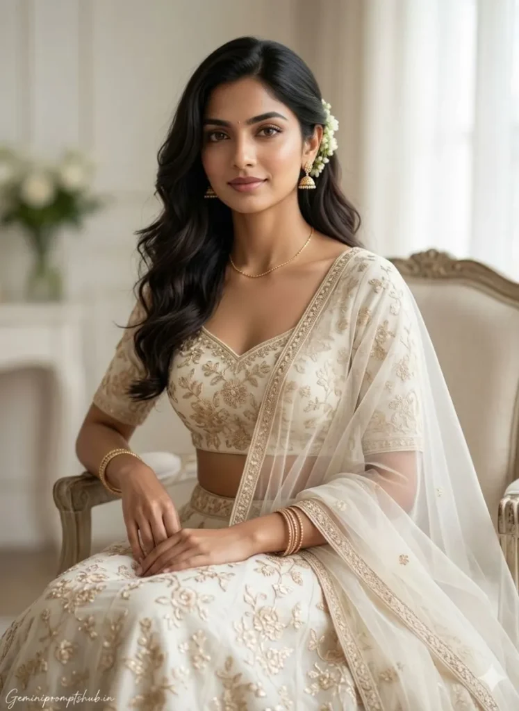 Engagement Lehenga AI Photo Prompt