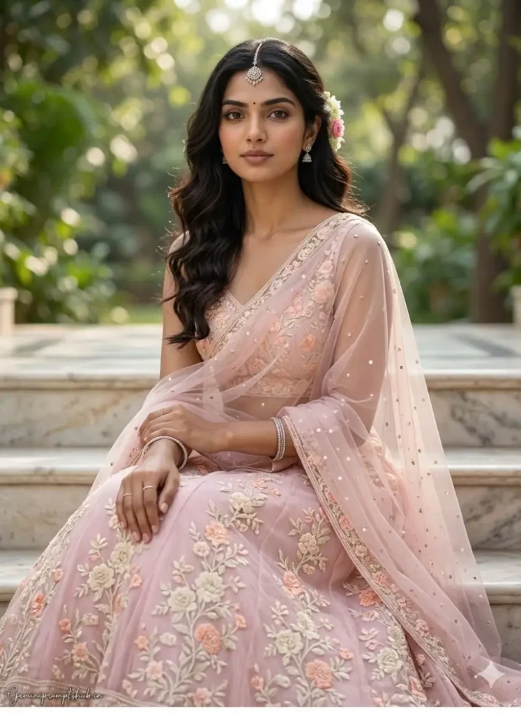 Engagement Lehenga AI Photo Prompt