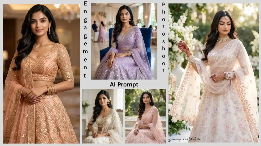 Engagement Lehenga AI Photo Prompt