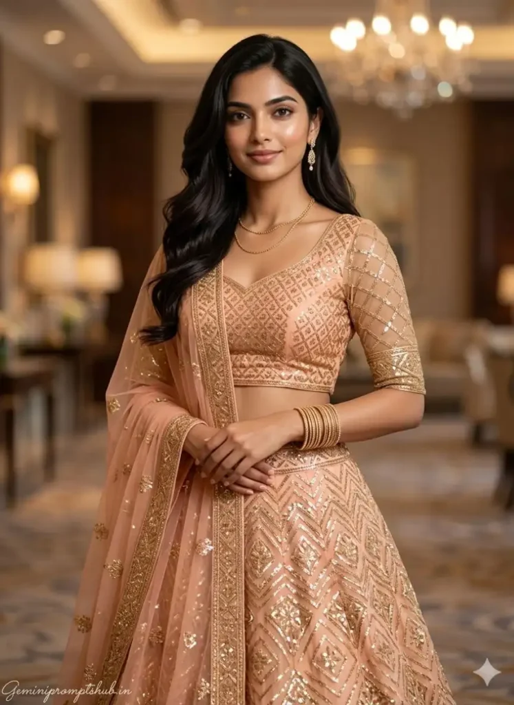Engagement Lehenga AI Photo Prompt