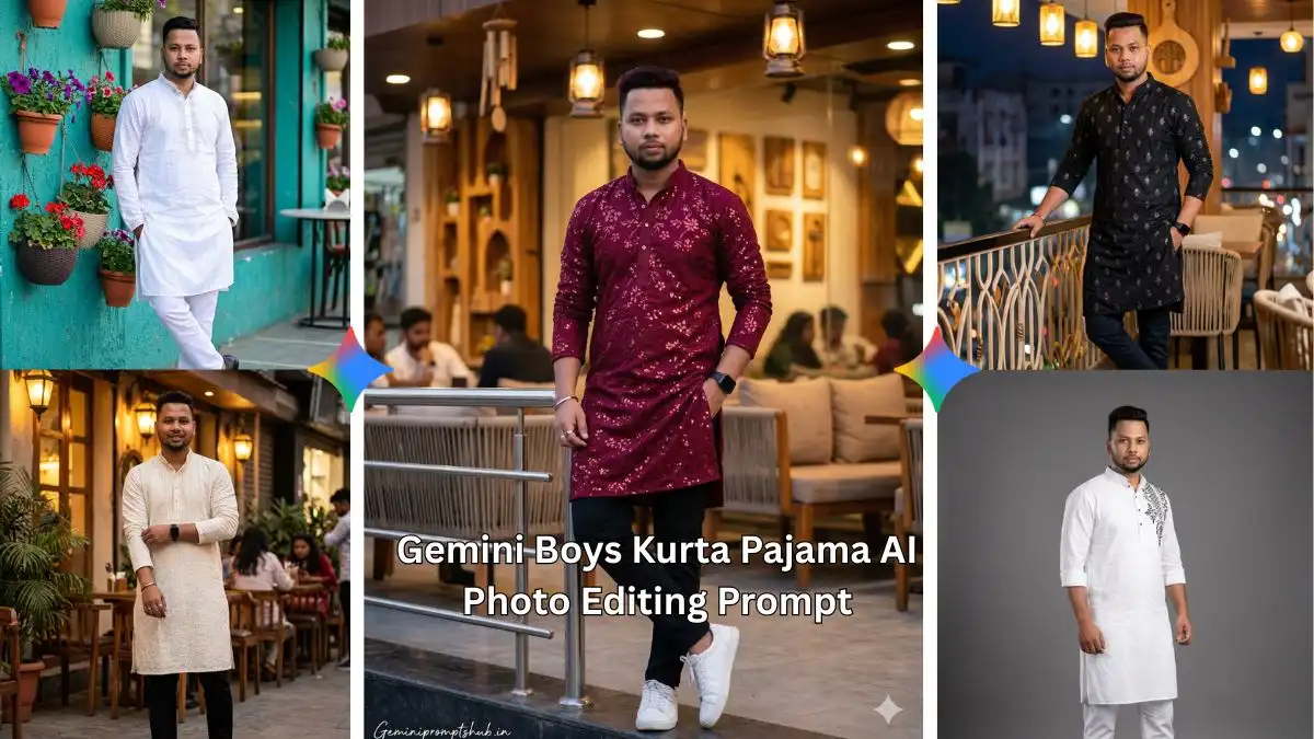 Gemini Boys Kurta Pajama AI Photo Editing Prompt