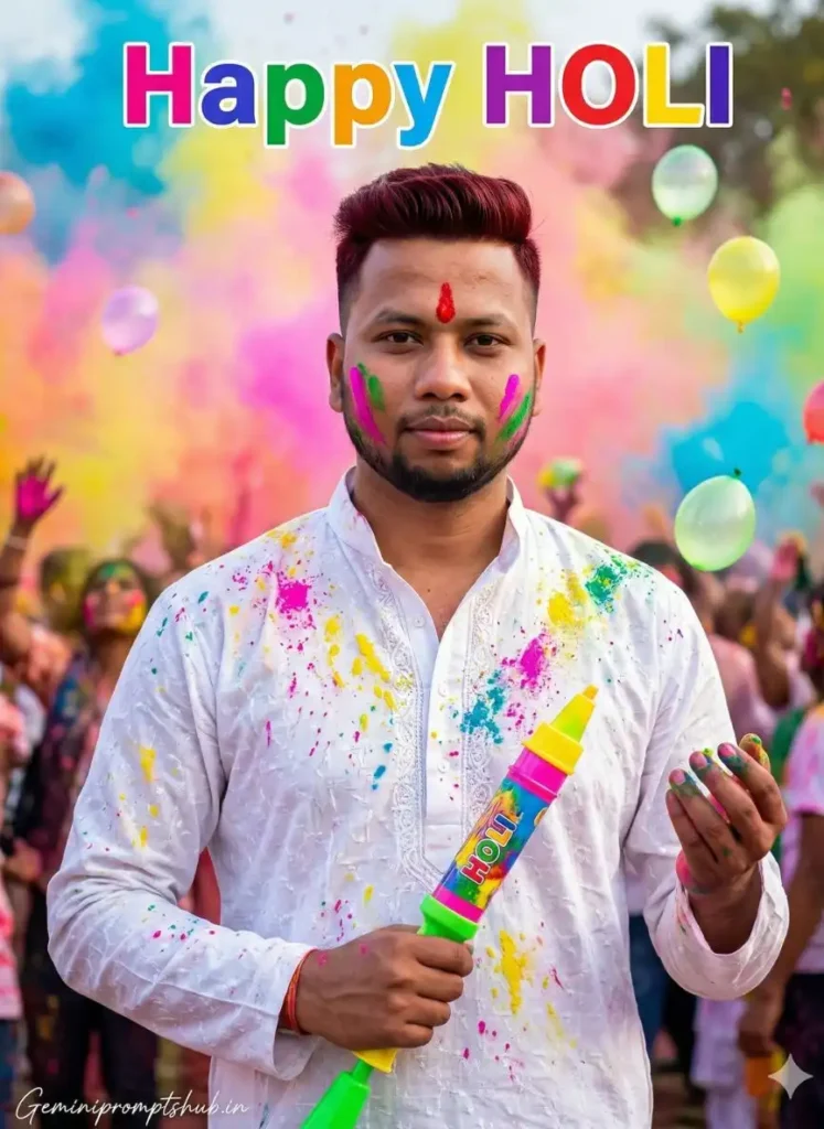 Gemini Happy Holi Wishes Photo Prompt