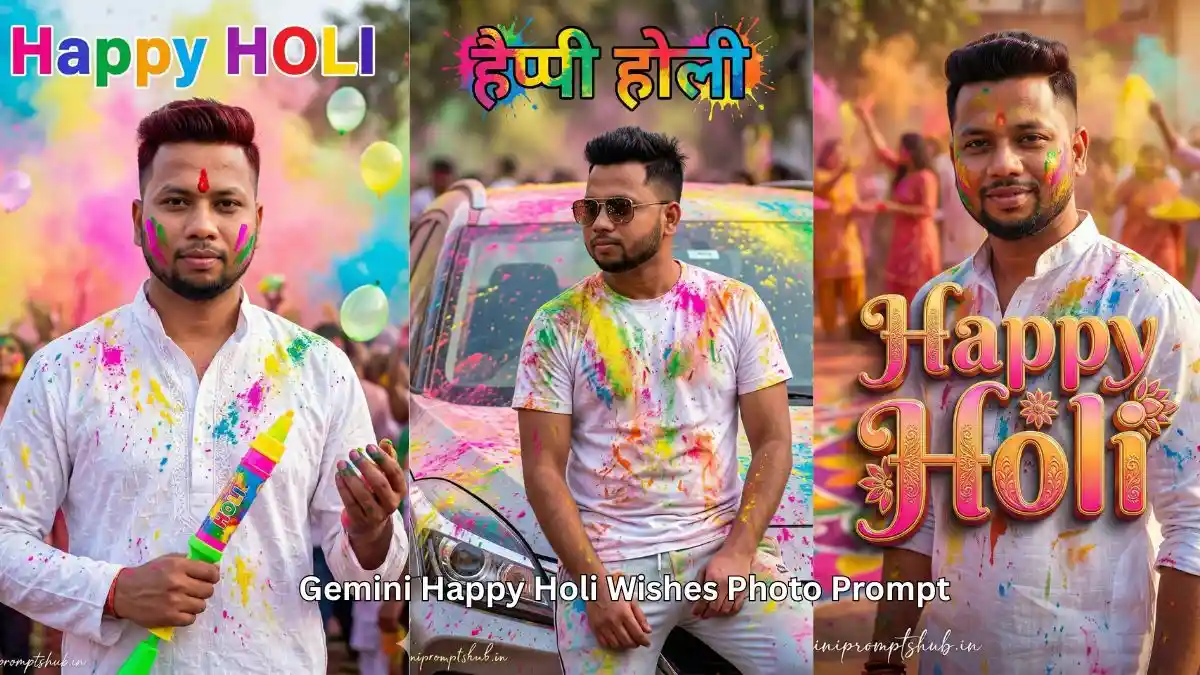Gemini Happy Holi Wishes Photo Prompt