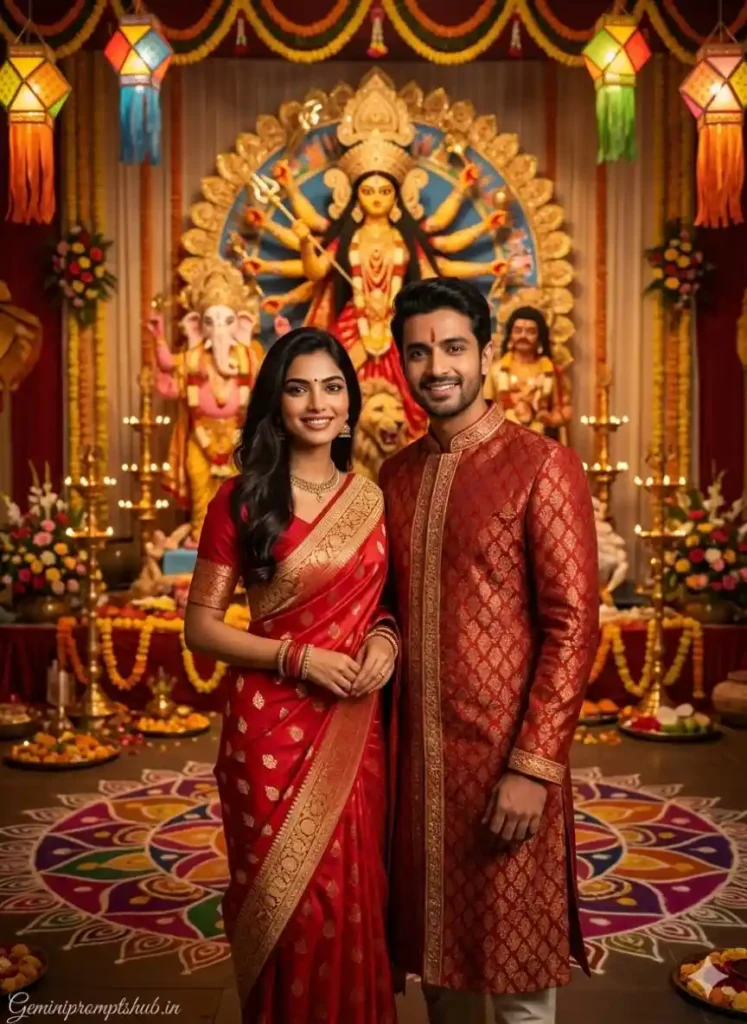 Navratri Dandiya AI Photo Prompts for Couple