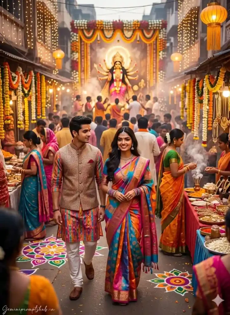 Navratri Dandiya AI Photo Prompts for Couple