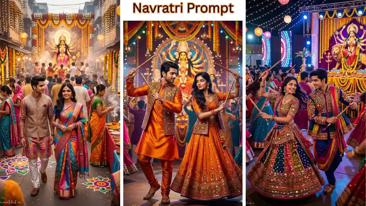 Navratri Dandiya AI Photo Prompts for Couple