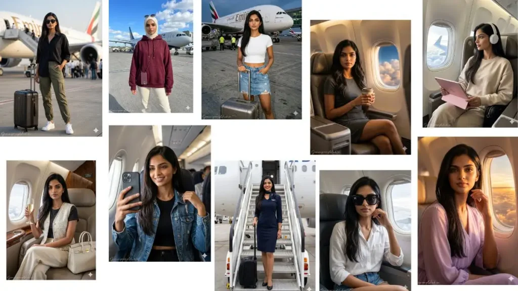 airplane girl photo prompt