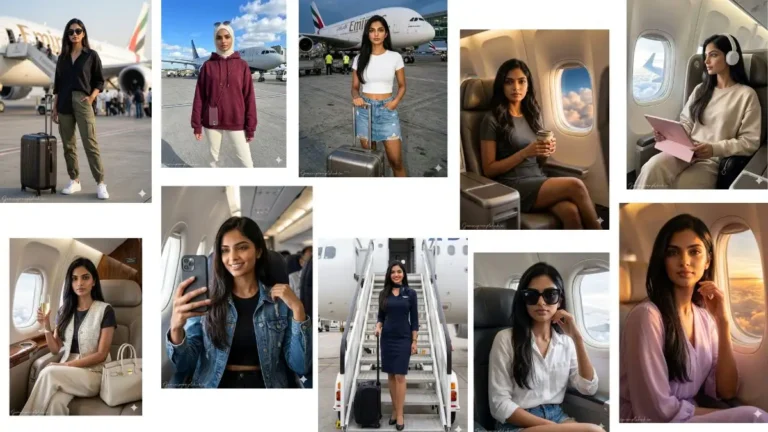 airplane girl photo prompt