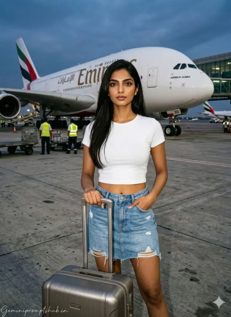 airplane girl photo prompt