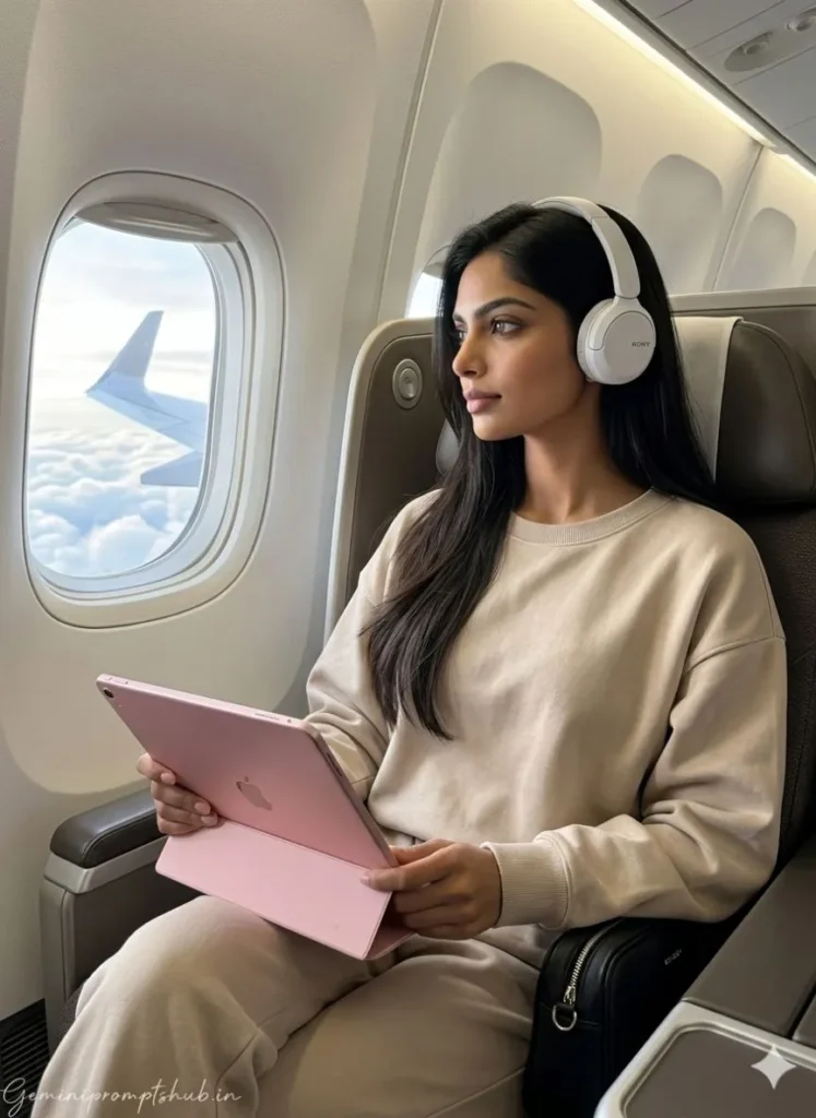 airplane girl photo prompt