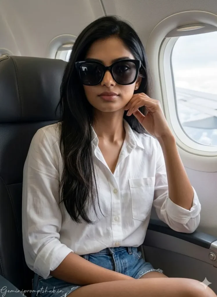 airplane girl photo prompt