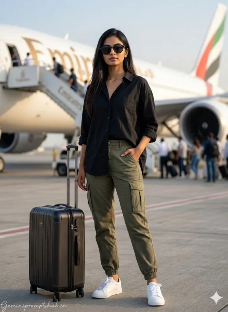 airplane girl photo prompt