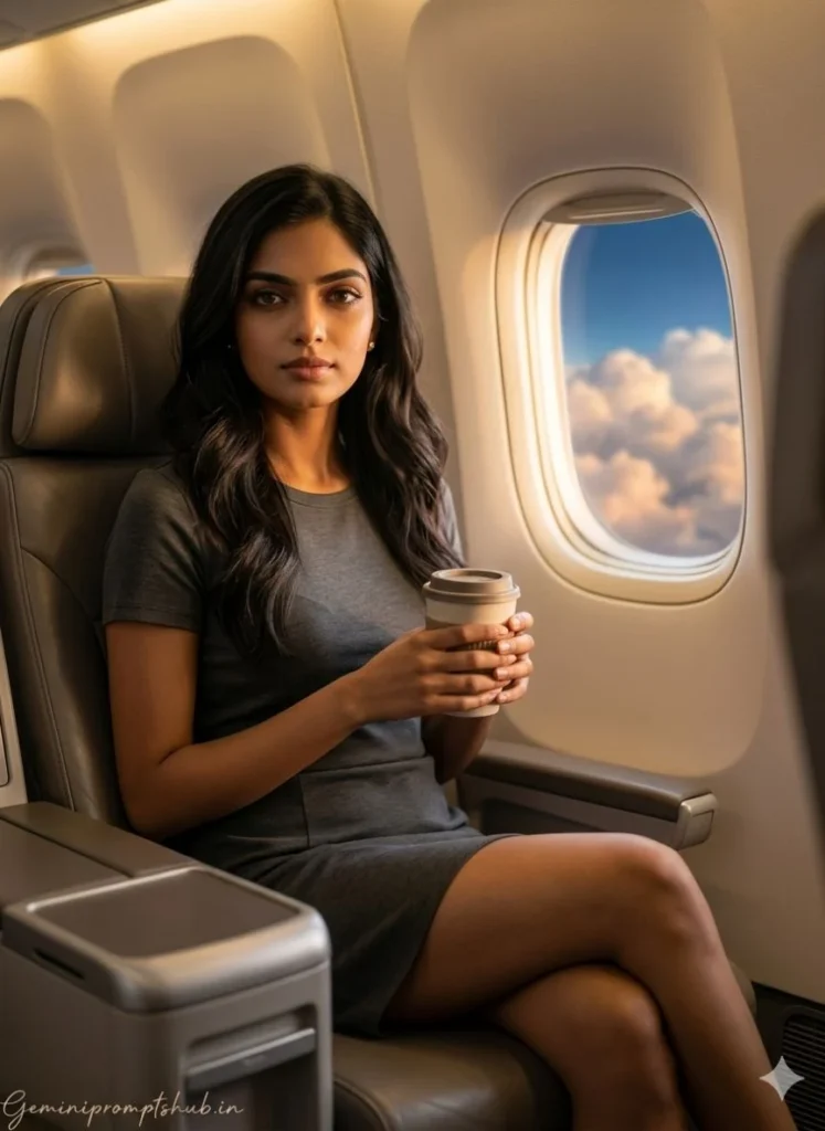 airplane girl photo prompt