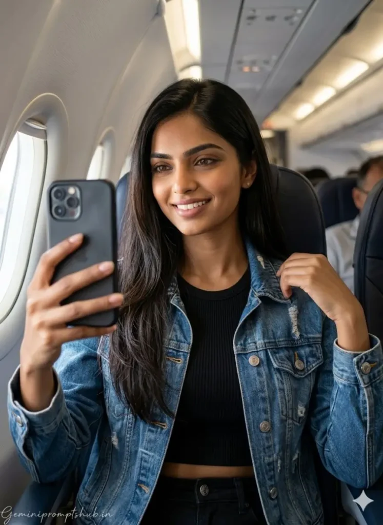 airplane girl photo prompt