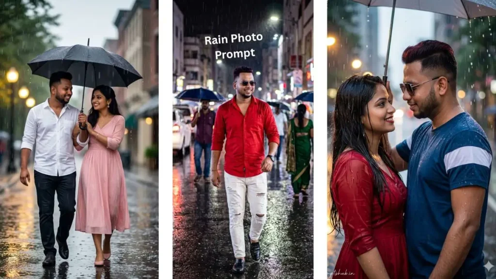 cinematic rain photo prompt