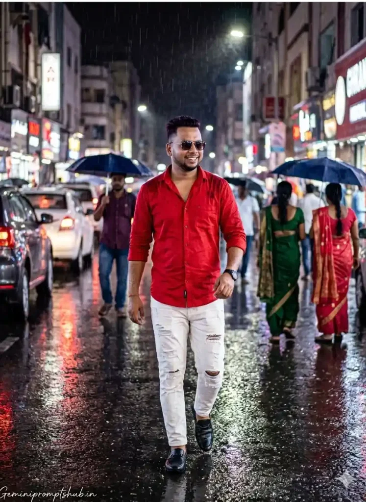 cinematic rain photo prompt