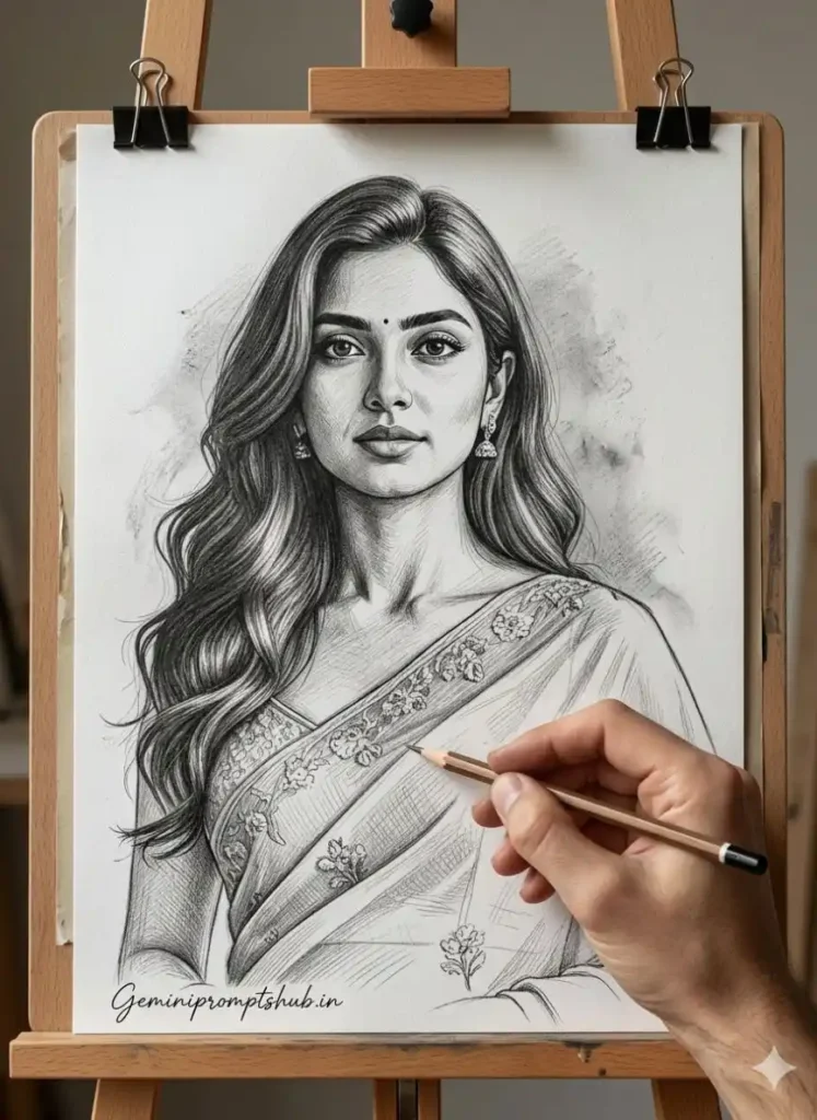 pencil sketch portrait photo prompt