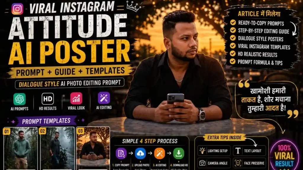 Viral Instagram Attitude AI Realistic Digital Poster Prompt